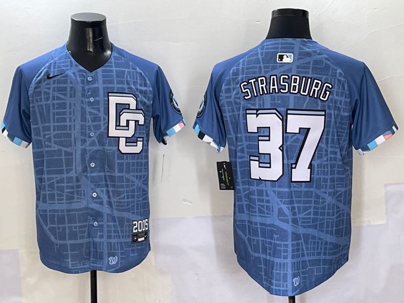 Men Washington Nationals #37 Strasburg Blue Joint Name 2025 Nike MLB Jersey style 1->washington nationals->MLB Jersey